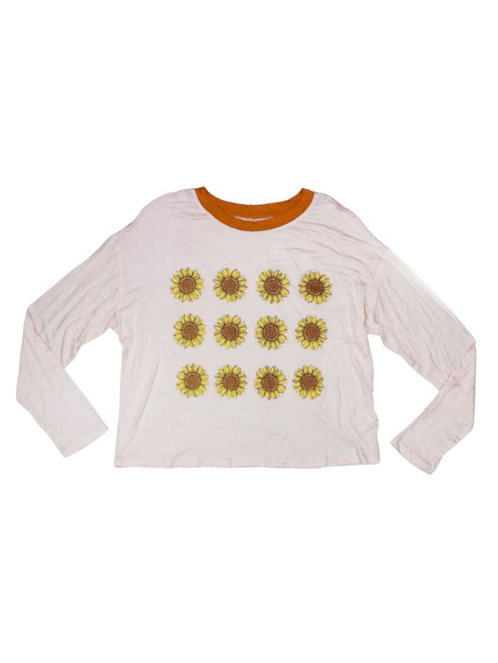 Sunflowers Contrast Trim Long Sleeve Tee